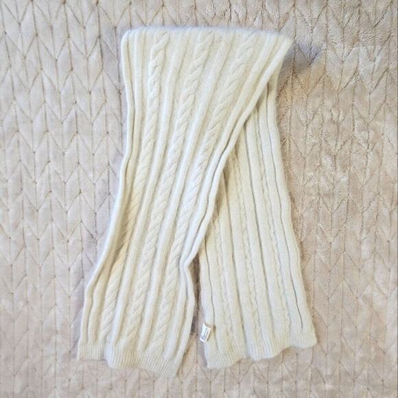 Cozy Chunky Fisherman Knit Angora Rabbit Fur LambsWool Scarf 46x9 Inches Cream - Picture 1 of 5